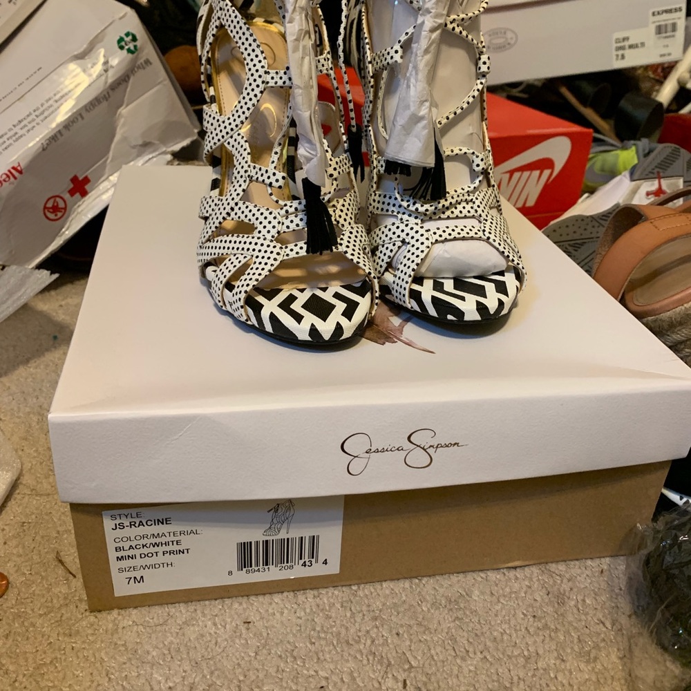 Black and white dot print. New with box